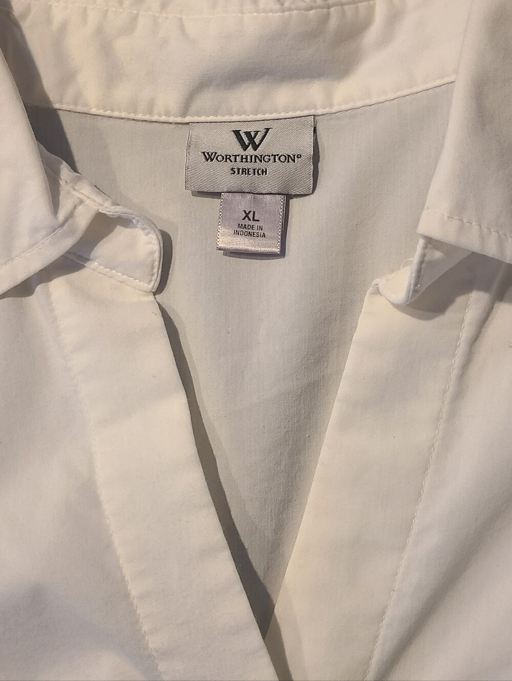 Worthington Stretch Women's XL White Short Sleeve Button Down Blouse - Picture 4 of 7